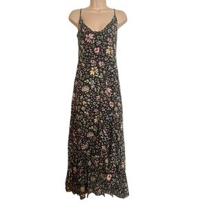 XIX Palms Women’s Black Floral Maxi Dress Small